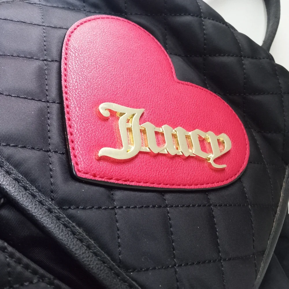 💝Juicy Couture *Rare* Black Cross My Heart Backpack VTG Red Appliqué Heart NWT